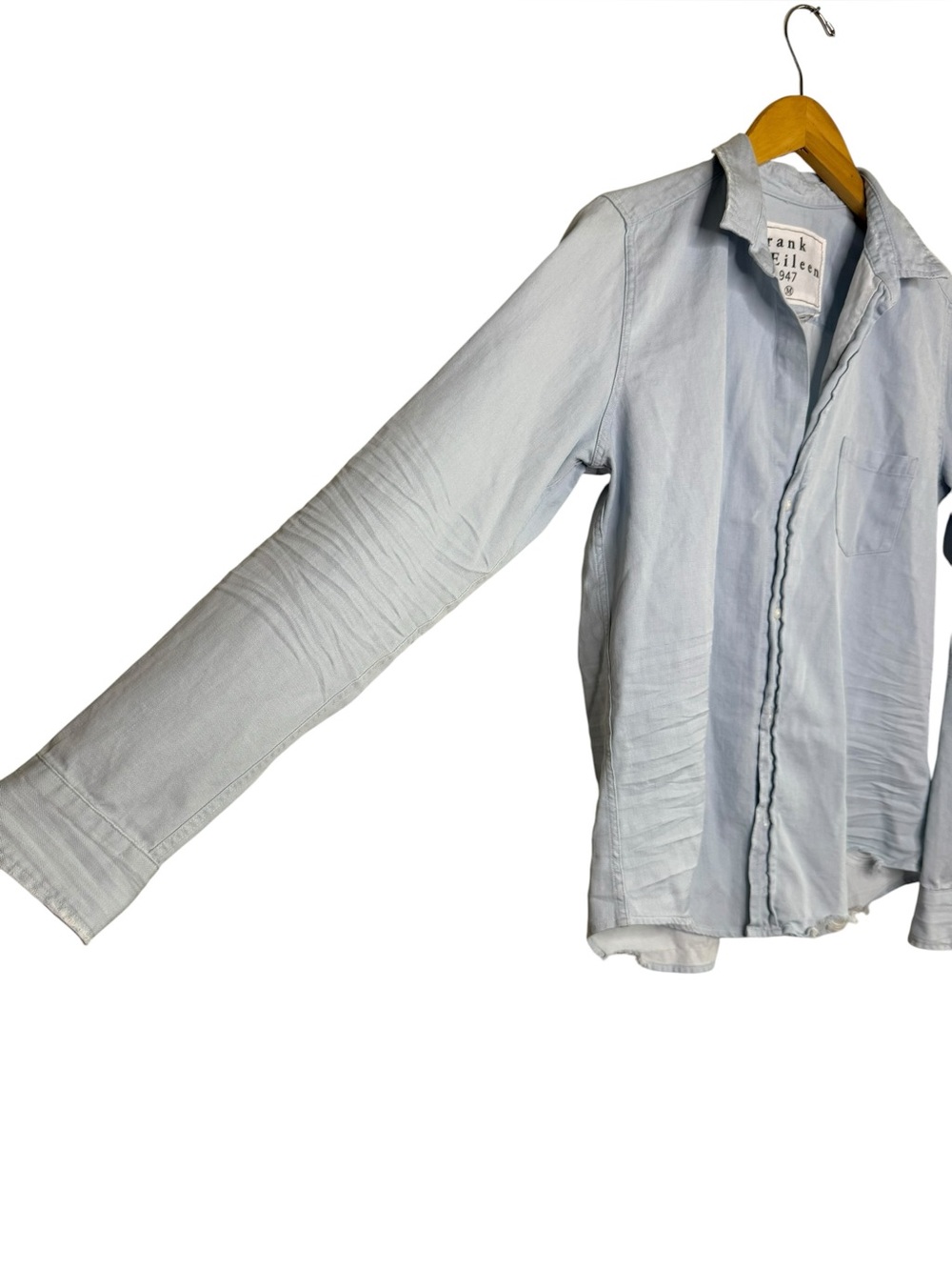 Frank & Eileen Barry 100% Cotton Light Blue Button Down Shirt Lightweight Breezy - Picture 3 of 7